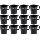 12 Canecas 250ml Preto Empilháveis Escolar Achocolatado Café Chás Coza