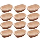 12 Cestas Porta Pão 24x17cm Servir Restaurantes Oval Rattan Plástico Forro Tecido Cesto Lyor