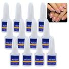 12 Cola De Unhas Para Tips Super Forte Com Pincel Alongamento 10g
