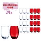 12 Copo Vermelho + 12 Copos Transp California Redondo 450ml