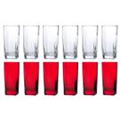 12 Copos - 2Cores - Vermelho Transparente Drink Bebidas 320ML
