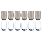 12 Copos de Vidro 450ml 6 Transparente e 6 Cinza Drink Suco