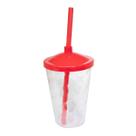 12 Copos Twister Com Tampa e Canudo Cristal Colorido 400ml
