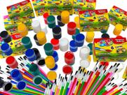 12 Cx Tinta Guache 6 Cores +12 Pincel Artístico AtacadoEscolar Artesanato Lembrancinha P/ Festas