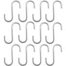 12 Ganchos Cromados Tipo S 2cm Schimitt para Barra Suporte de Utensílios Cozinha