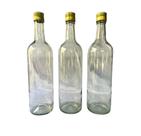 12 Garrafas de Vidro Bordalesa Branca Transparente Rosca 750ml