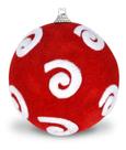 12 Gotas Bola Pingente Natal Decorada 10cm Vermelha Flocada