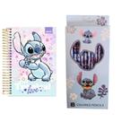 12 Lápis De Cor + Caderno 1/4 Stitch Disney Filme
