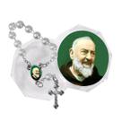 12 Mini Terços com Embalagem Italiana do Padre Pio