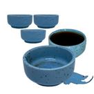 12 Molheiras Porta Shoyu 60ml Nozoki Porcelana Azul Mesclado