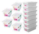 12 Organizador Plastico 20L Branco Multiuso Com Tampa Sanremo