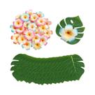 12 Peças De Flores Artificiais De Plumeria E Folhas De Palmeira Para Decoração De Festas Tropicais