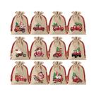 12 Peças De Sacos De Presente De Linho Com Cordão De 13x18cm Para Natal, Joias E Festas, Com Padrões