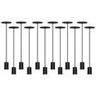 12 Pendente Cabo Ajustável Dot Metal Vintage Preto Taschibra