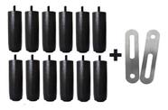 12 Pés Tdc Preto Cama Box/baú Queen King + 2 Chapinha União