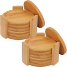 12 Porta Copos Redondo Bambu Suporte Sofa Copo Mesa Estilo