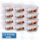 12 Pote Marmita 800ML Quadrado c/ Tampa Vidro Resistente 12 Pote Marmita 800ML Quadrado c/ Tampa Vidro Resistente