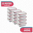 12 Potes 640ml Vidro Hermetico Resistente Micro-ondas Marmita