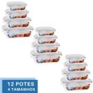 12 Potes Vidro Retangular 370ml+640ml+1040ml+1520ml 4Modelos