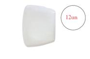 12 Prato Quadrado Plástico De Melamina Branco 21cm