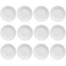 12 Pratos de Sobremesa 20,5cm Porcelana Tassel Germer Branco Redondo Mesa Posta