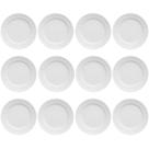 12 Pratos de Sobremesa 20,5cm Porcelana Tassel Germer Branco Redondo Mesa Posta
