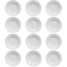 12 Pratos Fundos 23,5cm Porcelana Relevo Chevron Germer Redondo Branco