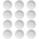 12 Pratos Fundos 23,5cm Porcelana Relevo Chevron Germer Redondo Branco