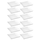 12 Pratos Quadrados Brancos Grandes Plástico 21cm Lanchonete