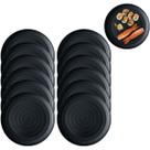 12 Pratos Raso Refeição em Melamina Oriental Preto 25,5cm