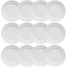12 Pratos Rasos 26,5cm Porcelana Germer Chevron Branco Redondo Mesa Posta