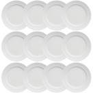 12 Pratos Rasos 26,5cm Porcelana Germer Chevron Branco Redondo Mesa Posta