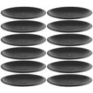 12 Pratos Rasos Redondos de Plástico 26cm Pretos para Lanches Uz Grande para Refeições