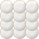 12 Pratos Sobremesa Tramontina Rústico Marrom em Porcelana Decorada 21 cm 96980010
