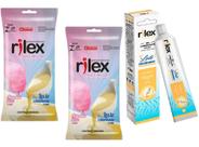 12 Preservativo Rilex Aroma de Algodão Doce e Leite Condensado + gel lubrificante 50g