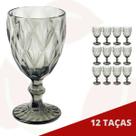 12 Taça Cinza Metalizada 340ML Diamond Vidro Elegante Chic Luxo
