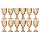 12 Taças Copo Luxo 330ml Vidro Diamante Ambar Vinho Dourado