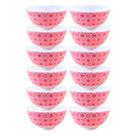 12 Tigela Bowl Melamina Vermelho Decorado Sobremesa 400ml