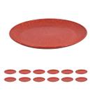 12 UN Prato Lanche Sobremesa Redondo Durável 20cm Vermelho