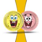 12 Un Pratos Decoração Bob Esponja Festa Aniversário 18cm