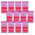 12 Unhas Postiças Rose Kiss 12 Pçs Forma Bailarina Rosa Neon