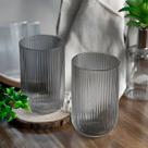 12 unidades Copos Caneladas Conjunto Taças de Suco Agua 400ml Grande Vidro Fume cristal Cozinha Casa Duhome