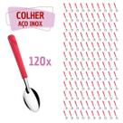 120 Colheres de Sopa Vermelho Aço Inox Plástico Luna Casa