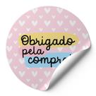 120 Etiquetas Adesivas Redondas Selo Alta Qualidade Obrigado Pela Compra Fundo Rosa Com Corações BG0004