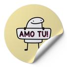 120 Etiquetas Redondas Adesivos Para Cliente Meme Bentô Dia Dos Namorados Amo Tu Fundo Amarelo AD00393