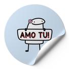 120 Etiquetas Redondas Adesivos Para Cliente Meme Bentô Menina Dia Dos Namorados Amo Tu Fundo Azul AD00388