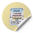 120Etiquetas Auto Colante Adesivos Redondos Ajude Nosso Pequeno Negócio A Crescer Fundo Amarelo AD279