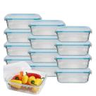 12Pç Pote Retangular Canelado 370ML Marmita Fit Frutas Lanches