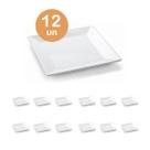 12un PRATO MELAMINA QUADRADO BRANCO 25CM PETISCOS SALADAS