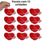 12x Chaveiro Pelúcia Coração Te Amo Namorado Dia das Mães Lembrancinha